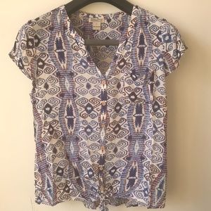Lucky Brand Tribal Patterned Tie Top